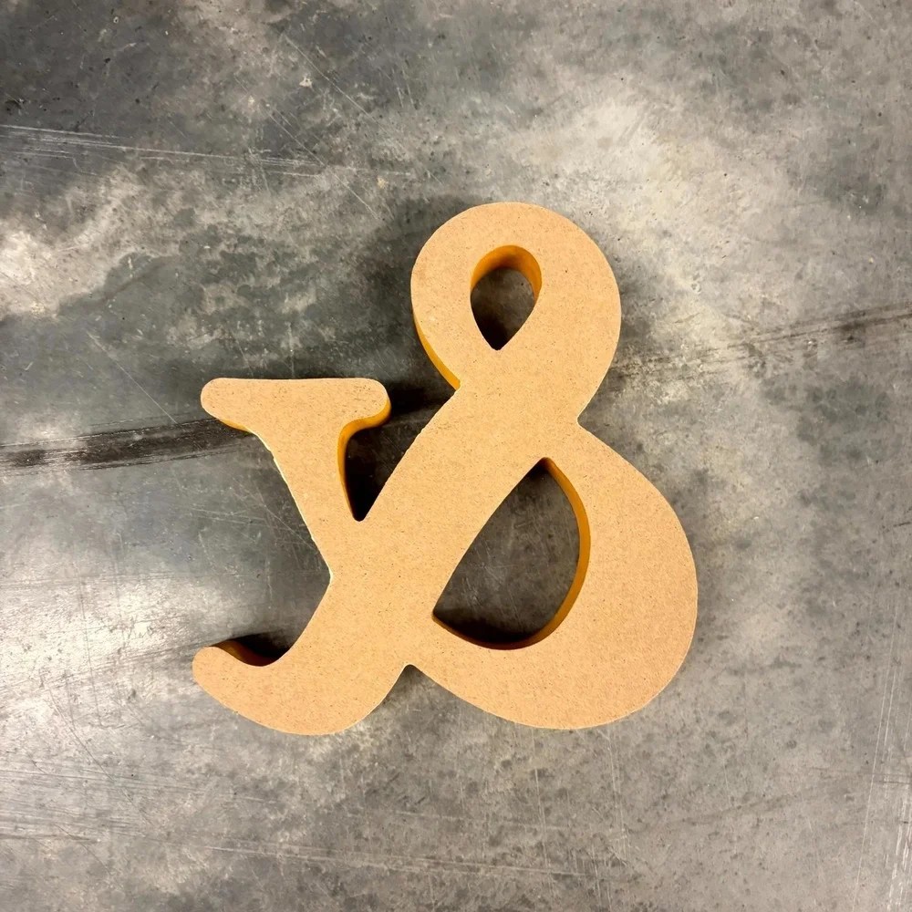 Rustic Wooden Ampersand Sign Orange Sides Farmhouse Shelf Decor 